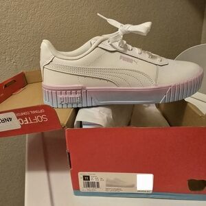 Puma White Sneakers with Pink Gradient Sole
